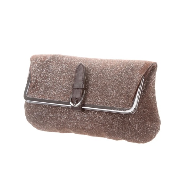 Jimmy Choo Buckle Accented Metallic Clutch - Picture 3 of 5